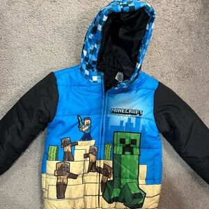 Minecraft Blue and Black Puffer Jacket